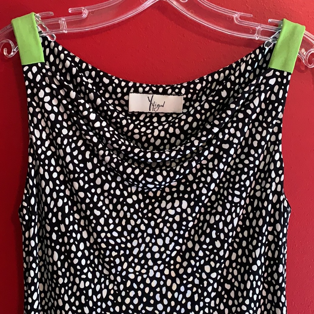 Yyigal Dress Black & White w/ Lime Green Sz S